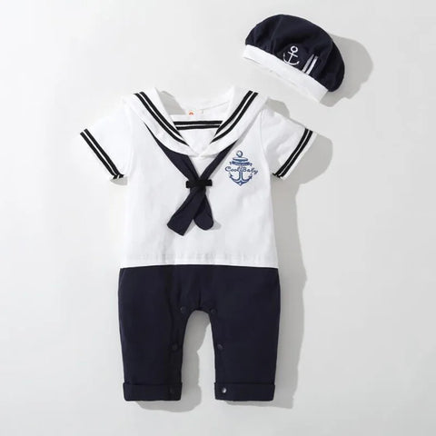 Newborn Kids Boys Girls Sailor Anchor Printed Suit