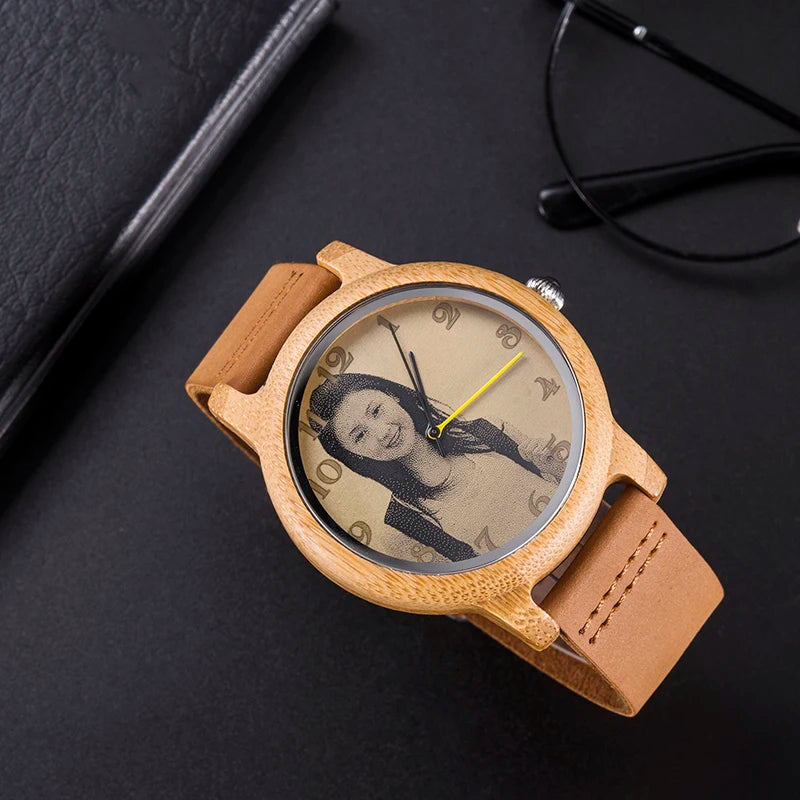 BOBO BIRD Wood Couple Watch Personalized Photo Print Lover Watches in Wooden Box Birthday Anniversary Gifts Custom Wristwatches