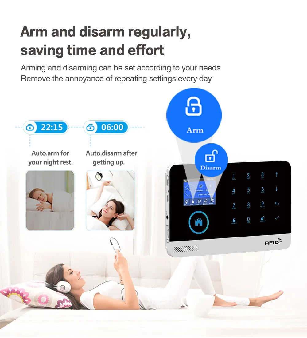 Gautone 4G Wifi Alarm System Tuya Smart 433MHz Wireless Security Home Alarm Smart Life app Control PG103