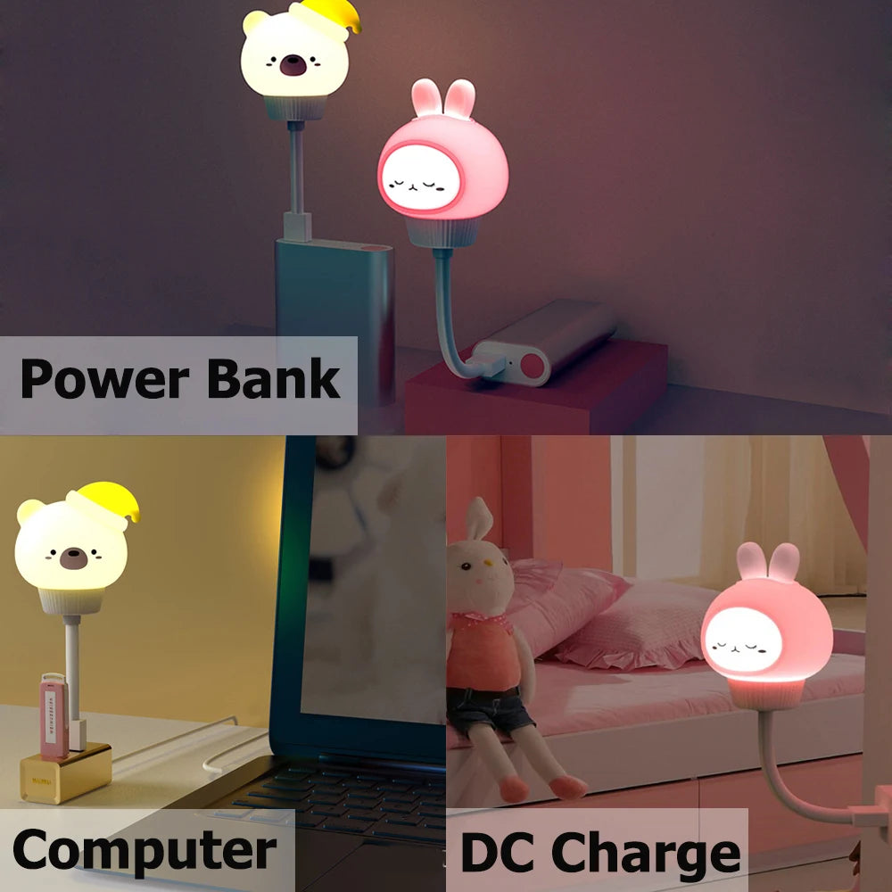 USB Cartoon Cute Night Light With Remote Control Babies Bedroom