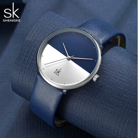 ShengKe Fashion Lovers Watches Men Women Casual Leather Strap Quartz Watch Women's Dress Couple Watch Clock Relogios Femininos