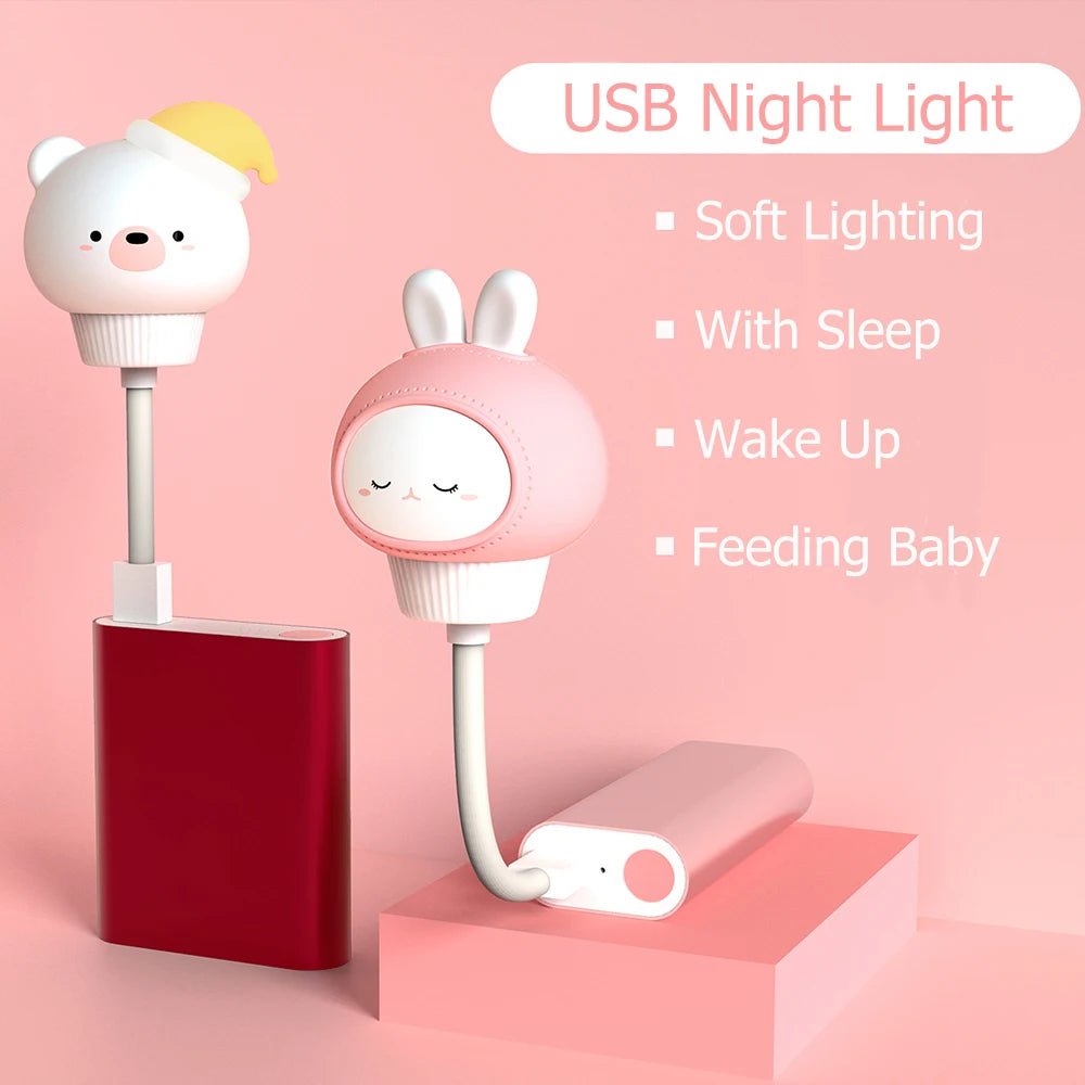 USB Cartoon Cute Night Light With Remote Control Babies Bedroom