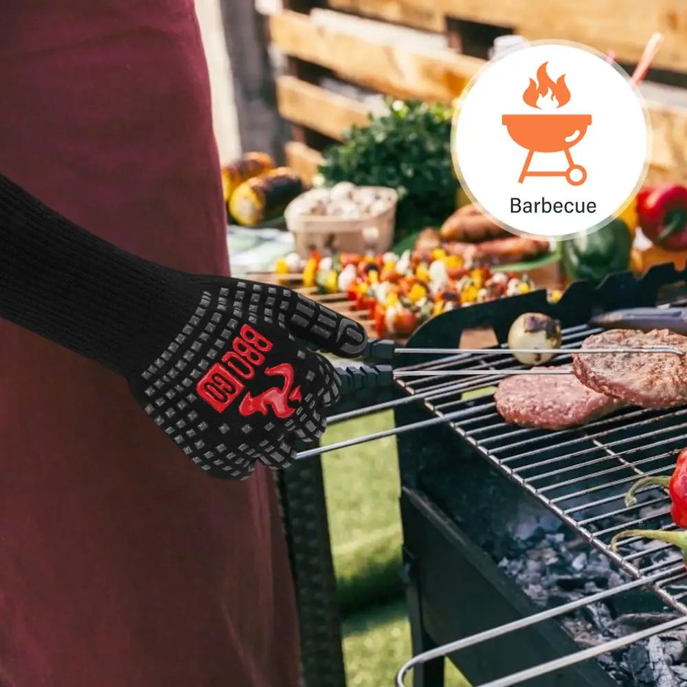 Inkbird 14inch BBQ Grill Gloves 1472℉ Extreme Heat Resistant Grilling Glove Non-Slip Silicone Insulated Grill Mitts for Cooking