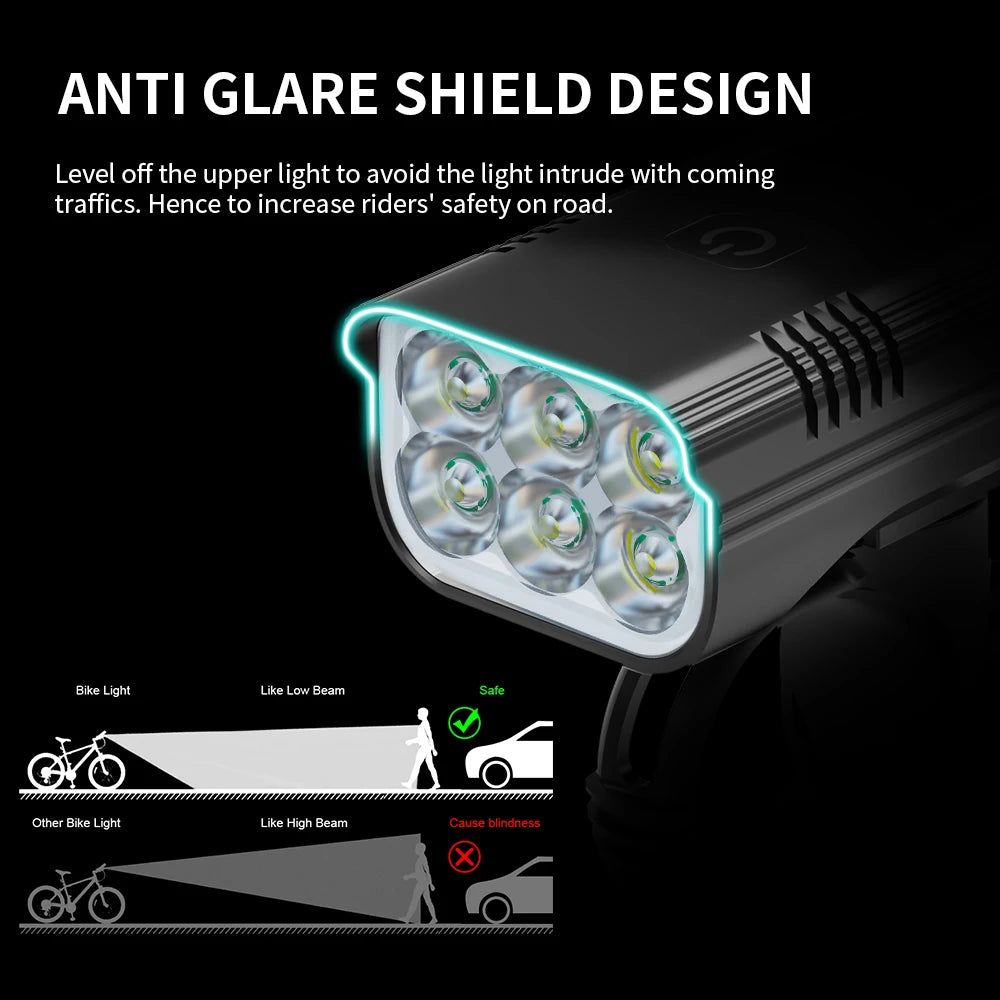 10000mAh 6-8 LED Bike Light USB Rechargeable