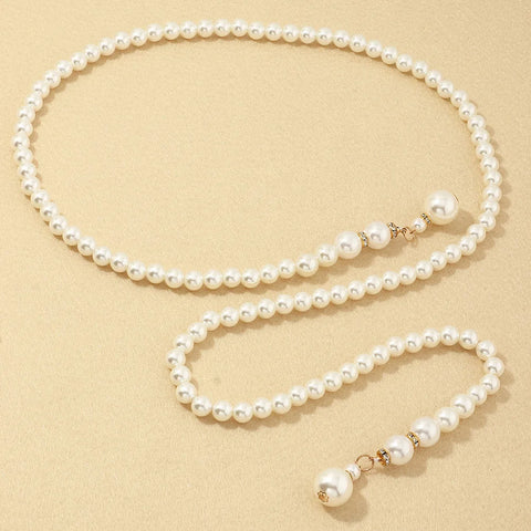 Women's Waist Chain Fashion Thin Belt Luxury Pearl Waist Chain for Dress Fringes Decoration Bohemia Pendant Belt Body Jewelry