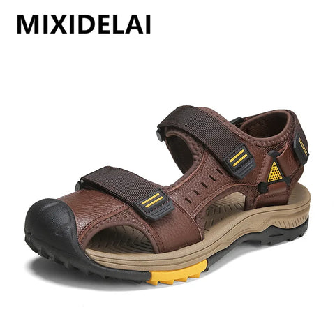 Hot Sale Summer Beach Men's Sandals Handmade Genuine Leather Sandals Outdoor Non-slip Wading Shoes Comfortable Men Casual Shoes