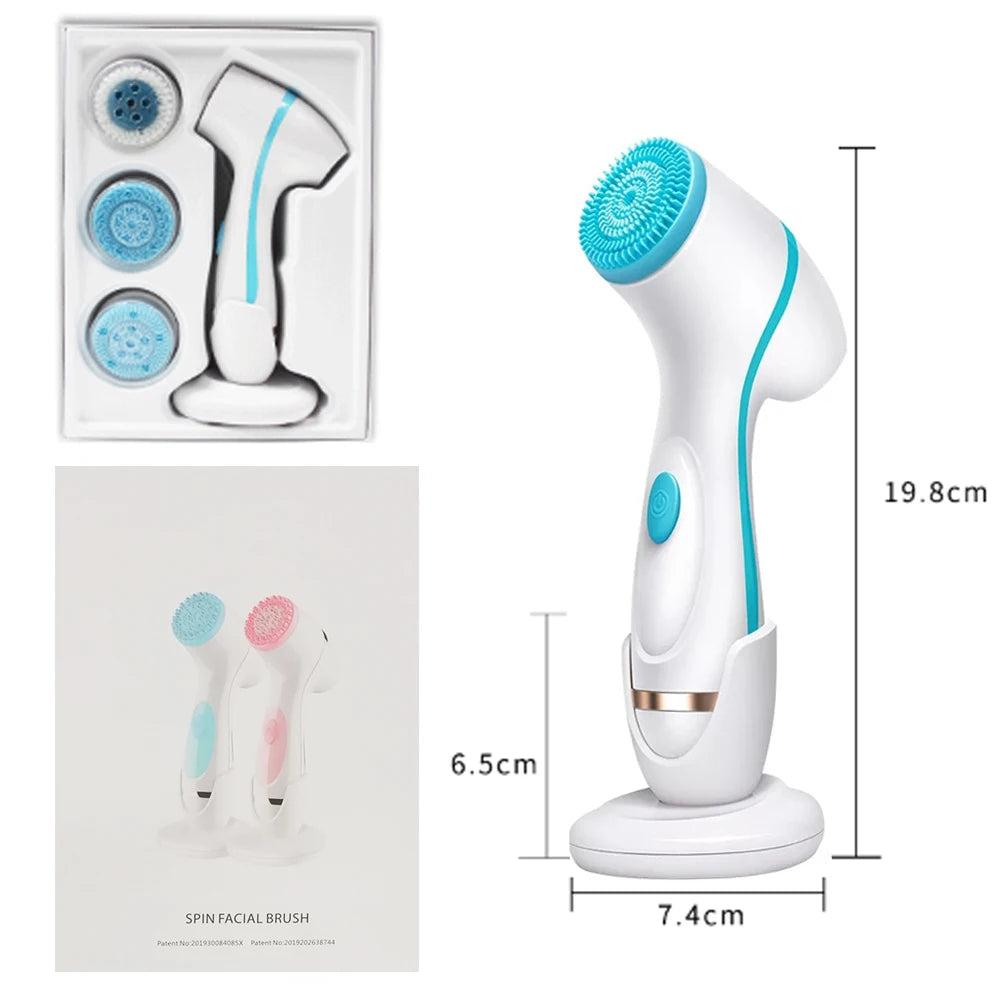 Facial Cleansing Brush Sonic Nu Face Spin Brush Set