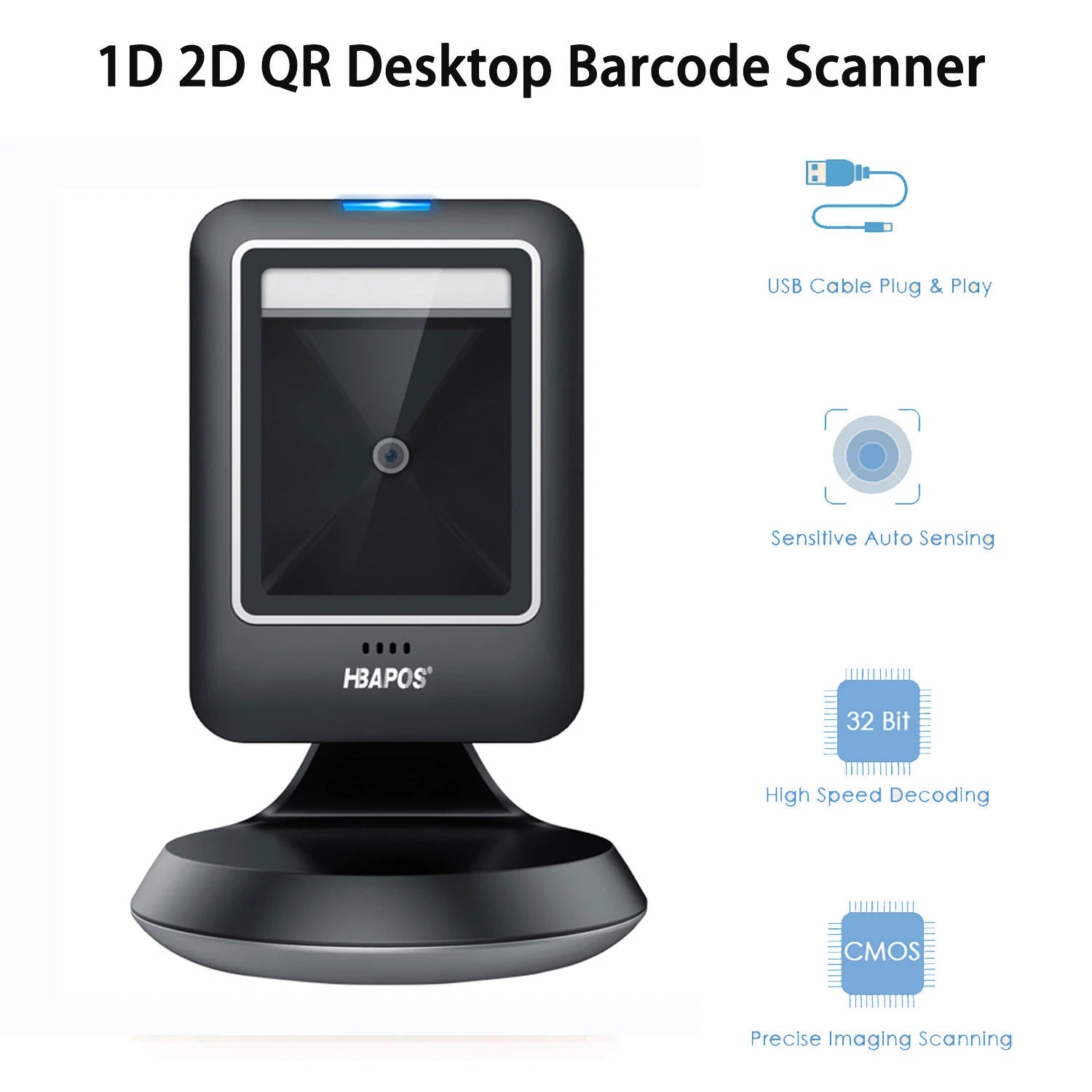 Barcode scanner 2D all-round desktop automatic sensing data matrix reader supermarket usb barcode reader 1D 2D QR code