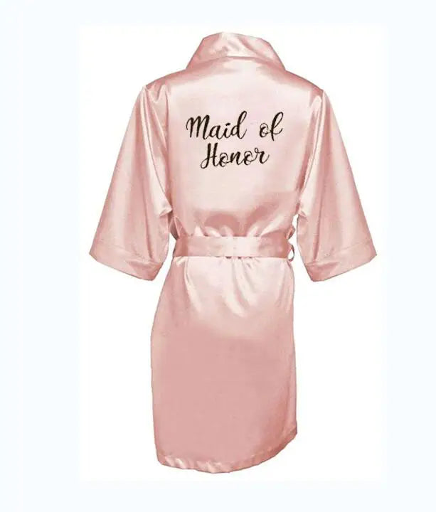 new bride bridesmaid robe with white black letters mother sister of the bride wedding gift bathrobe kimono satin robes