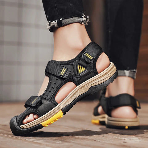 Hot Sale Summer Beach Men's Sandals Handmade Genuine Leather Sandals Outdoor Non-slip Wading Shoes Comfortable Men Casual Shoes