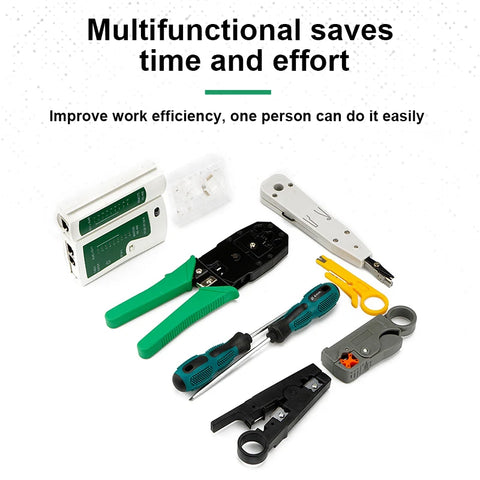 OMAY Network Repair Cable Tester Tool Kit 14Pcs/Set LAN Utp Screwdriver Wire Stripper RJ45 Connector Computer Crimper Pliers