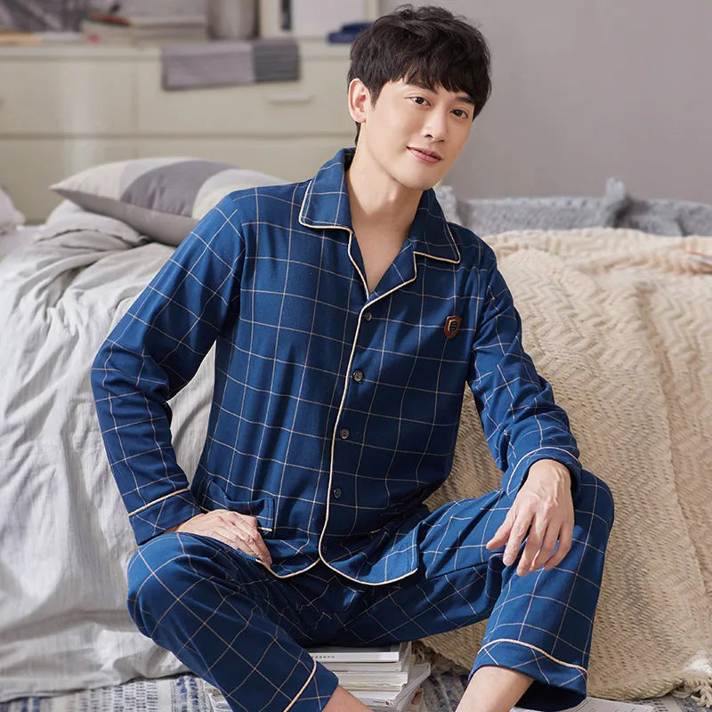 100% Cotton Pajamas for Men Plaid