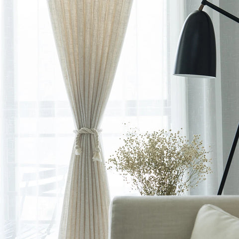 Modern  Japanese style linen curtain Thicken sheer curtains contracted bedroom wave window balcony tulle shading window screen