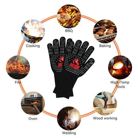 Inkbird 14inch BBQ Grill Gloves 1472℉ Extreme Heat Resistant Grilling Glove Non-Slip Silicone Insulated Grill Mitts for Cooking