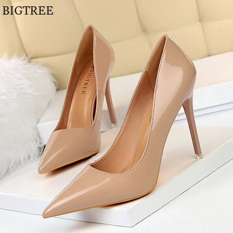 Women Sexy Party Wedding Shoes Shallow Nude Red