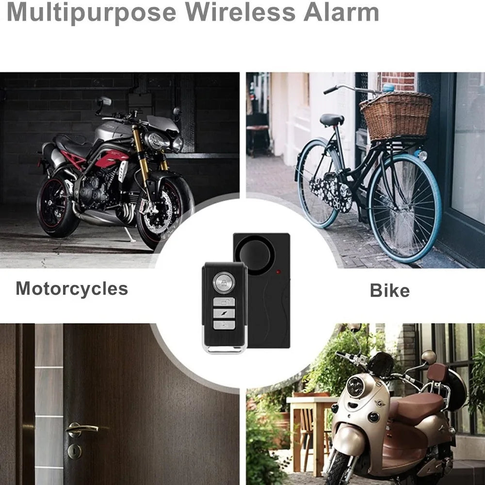 Awapow Wireless Vibration Bike Alarm With Remote Control Anti-Theft Alarm 110dB Loud Bike Door Window Alarm Home Safety System