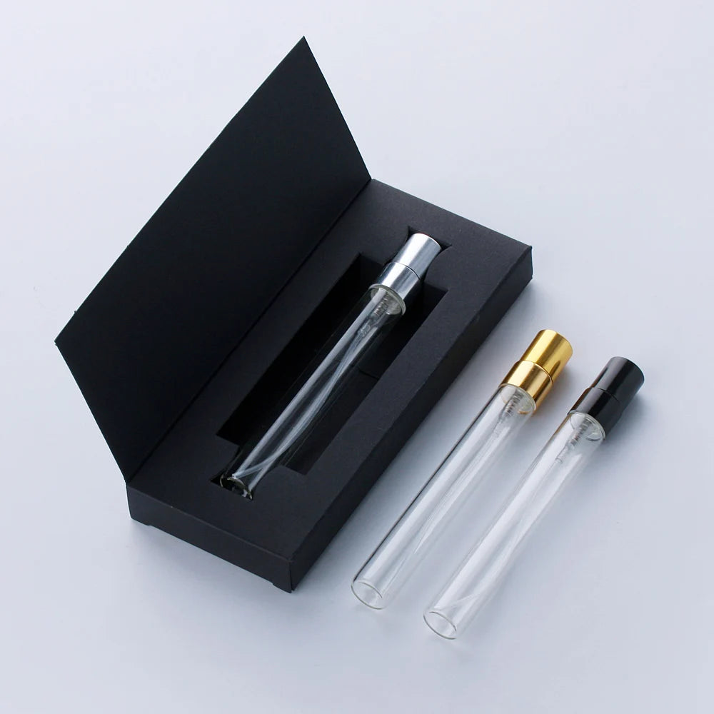 50 Pcs/Lot 10ml Perfume Bottle With Packing Box Atomizer Empty Parfum Black And White Packaging