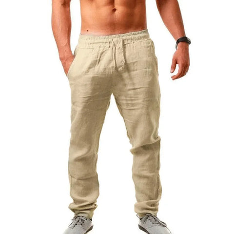 Male Casual Breathable Solid Color Linen Harem Pants