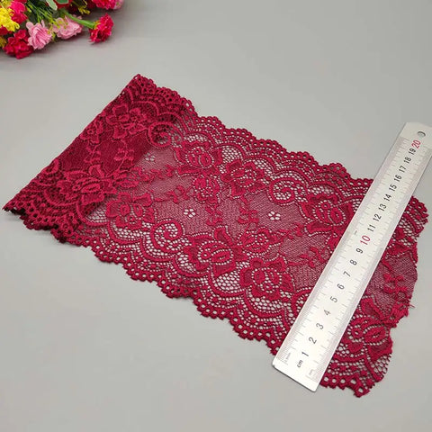 New 1Yard Flower Pattern 15CM Wide Elastic Lace Fabric Ribbon Lace Trim Ribbon Diy Craft Fabric Width African Fabrics Stretch