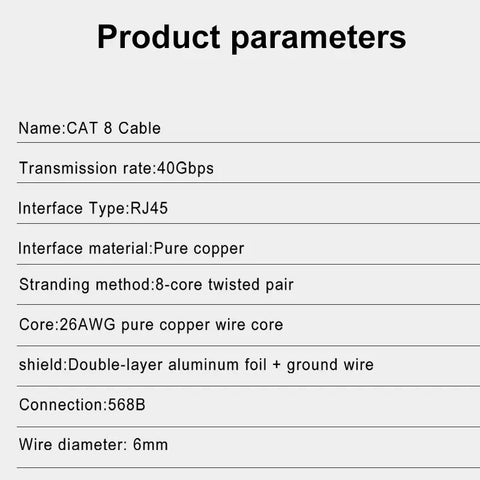 Ethernet Network Cable CAT8