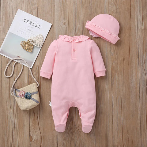 Citgeett Autumn Infant Baby Girl Fall Winter Clothes Long Sleeve Red Solid Romper Jumpsuit One-Pieces Casual Outfit 0-12M