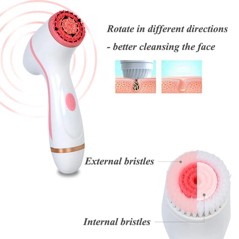 Facial Cleansing Brush Sonic Nu Face Spin Brush Set