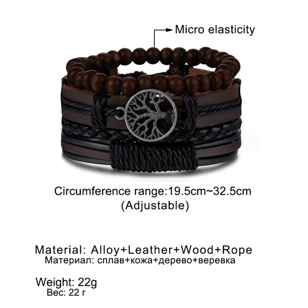 Braided Wrap Leather Bracelets for Men