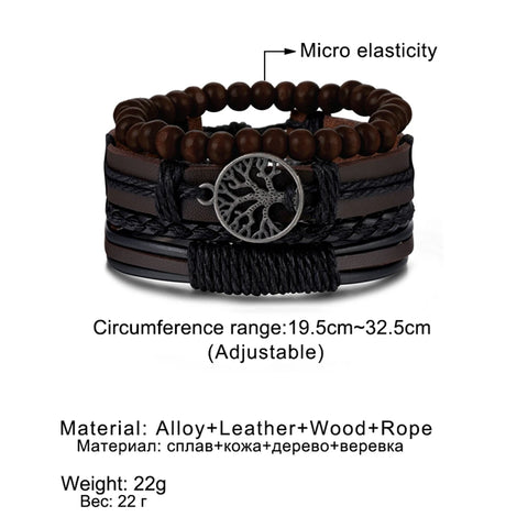 Braided Wrap Leather Bracelets for Men