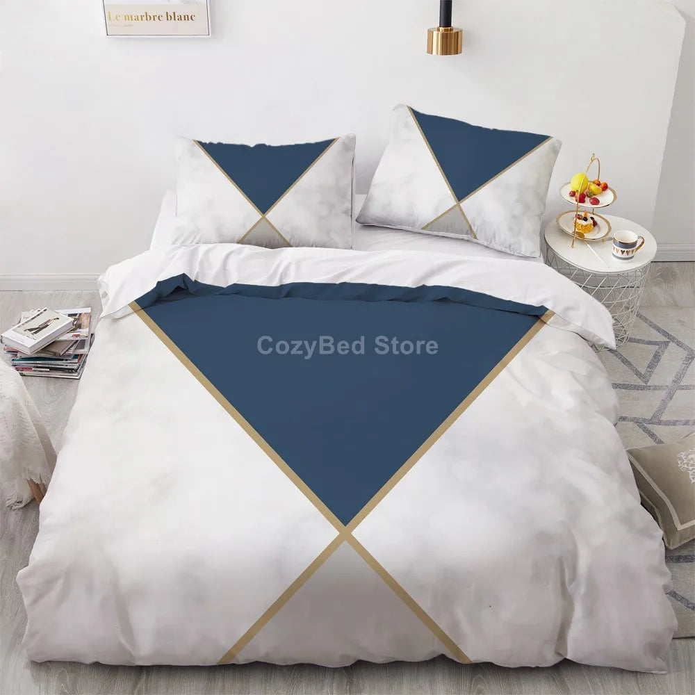 White Gold Marble Pattern Bedding Set