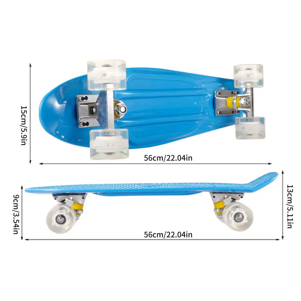 Skateboard LED 22inch Fish Board Children Scooter PP Longboard Penny Board Complete Printed Banana Skate Board