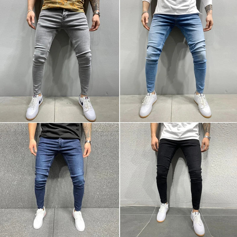 Streetwear Man Casual Skinny Stretch Jeans Mens Denim Elastic Waist Slim fit Pants Male Fashion Street 2022 Vintage Men Clothes