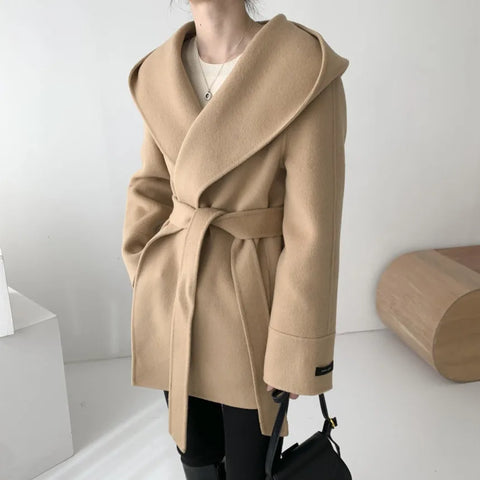 Autumn Winter OL Elegant Women Faux Wool Coats