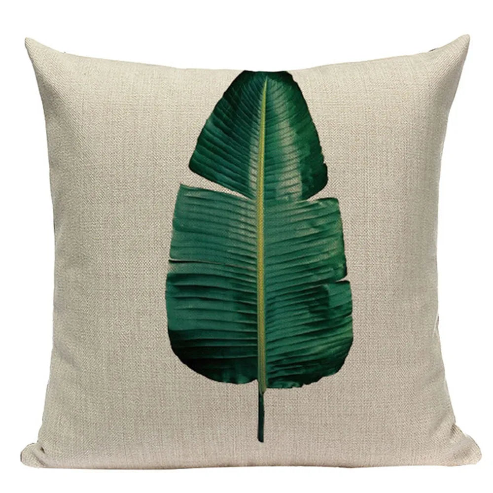 Tropical Plants Palm Tree Printed Decorative Throw Pillow Cushion Cover Case Green Leaf Leaves Cushion Case For Sofa Home