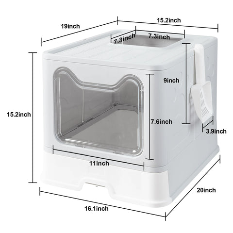 Cat Litter Box with Lid Foldable Large Kitty Litter Boxes