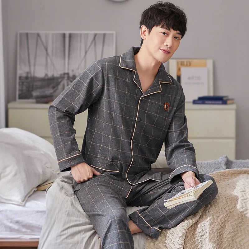 100% Cotton Pajamas for Men Plaid