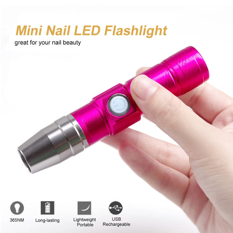 Flashlight Nail Dryer LED Lampara led para unas Mini Lamp for Drying Rechargeable Portable UV Gel nail uv lamp