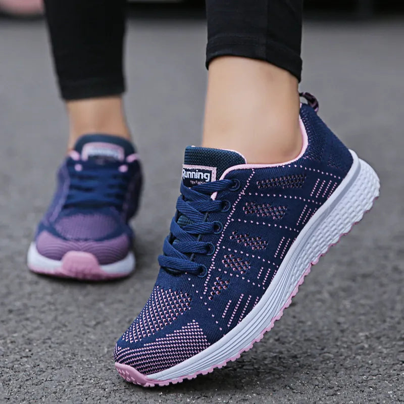 Women Casual Shoes Fashion Breathable Walking Mesh Flat Shoes Sneakers