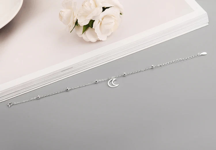 New Fashion Jewelry Beautiful 925 Sterling Silver Bracelets Moon Simple Personality Sweet Bracelets