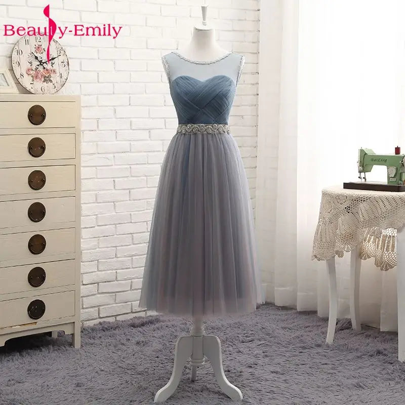 Beauty-Emily V Neck Bridesmaid Dresses Long for Wedding Elegant A Line Tulle Pink Party Gowns for Wedding Guests Prom Dress