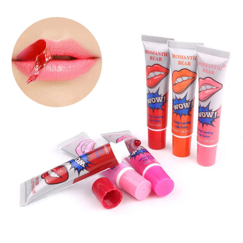 Romantic Bear 6 Colors Tear Pull Lipgloss Waterproof Long Lasting Liquid Lip Tint Lipstick Gloss Sexy Summer Lips Makeup TSLM1