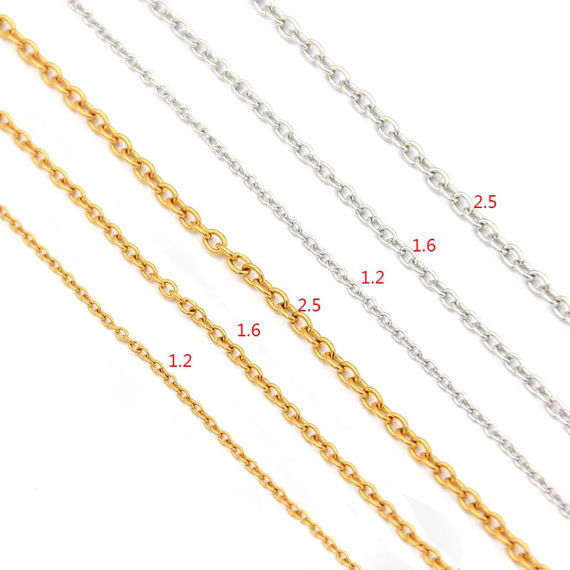 5 Meters/Lot 3 Size 2Color Stainless Steel Round Squash Cross Chain Necklace DIY Jewelry Making Materials Charm Classic Handmade