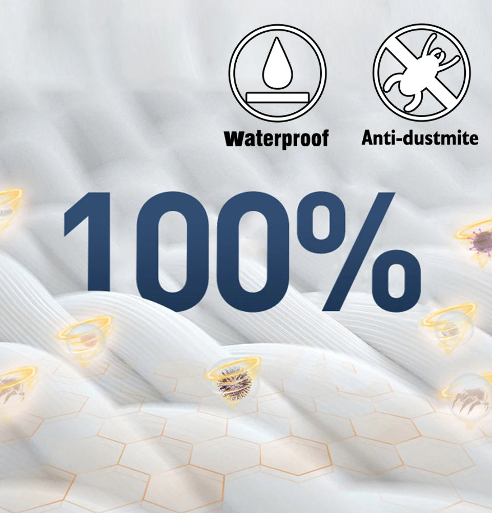 Smooth Waterproof Pillow Cover for Pillow Case Protector Allergy Pillow Case Anti Mites BedBug Proof Zipper All Sizes 1PC