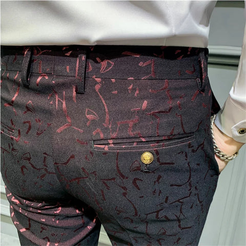 Classic Jacquard Suit Pants  2022 Spring Men Social Trousers Slim Business Casual Formal Pants Office Pants Suit Trousers Men