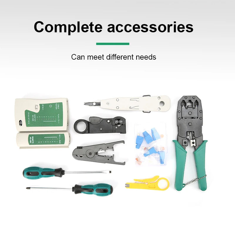 OMAY Network Repair Cable Tester Tool Kit 14Pcs/Set LAN Utp Screwdriver Wire Stripper RJ45 Connector Computer Crimper Pliers