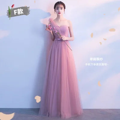 Beauty-Emily Fashion Lace Up Back Bridesmaid Dresses 2023 Elegant Dust Pink Party Gowns with Bow O Neck Wedding Guest Vestido