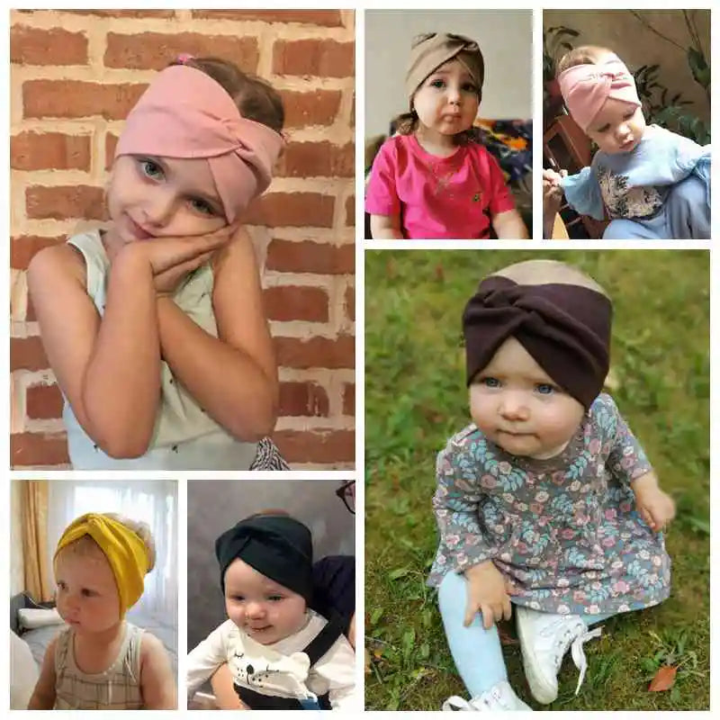 Baby Headband Solid Color Cross Knot Headbands For Kids Girls Turban Cute Bow Elastic Hair Bands Baby Girl Hair Accessories