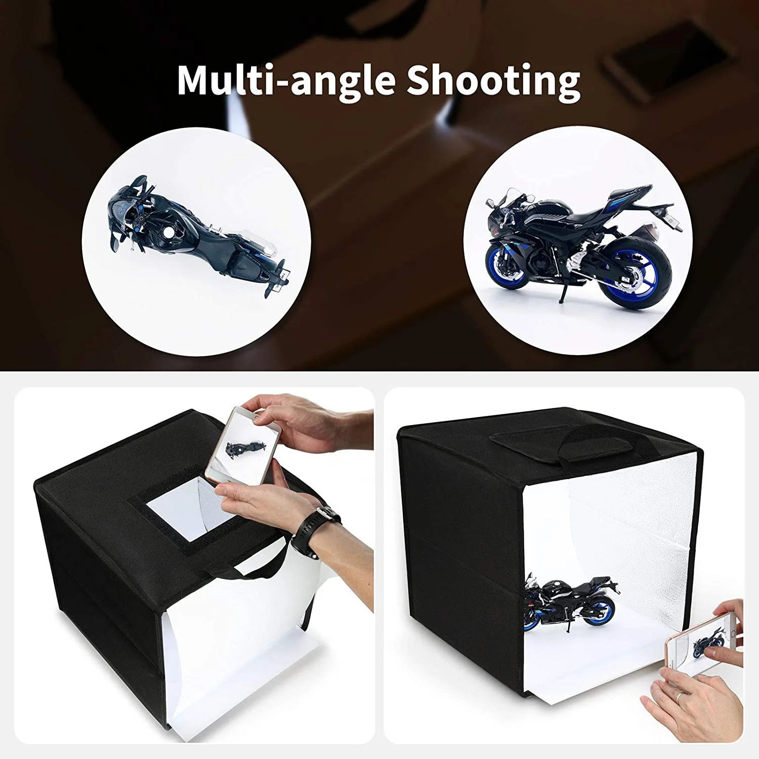 30cm 12in Photo Studio Light Box Photography Adjustable Brightness Shooting Tent Kit With 120 LED Lights 6 Backdrops Small Items