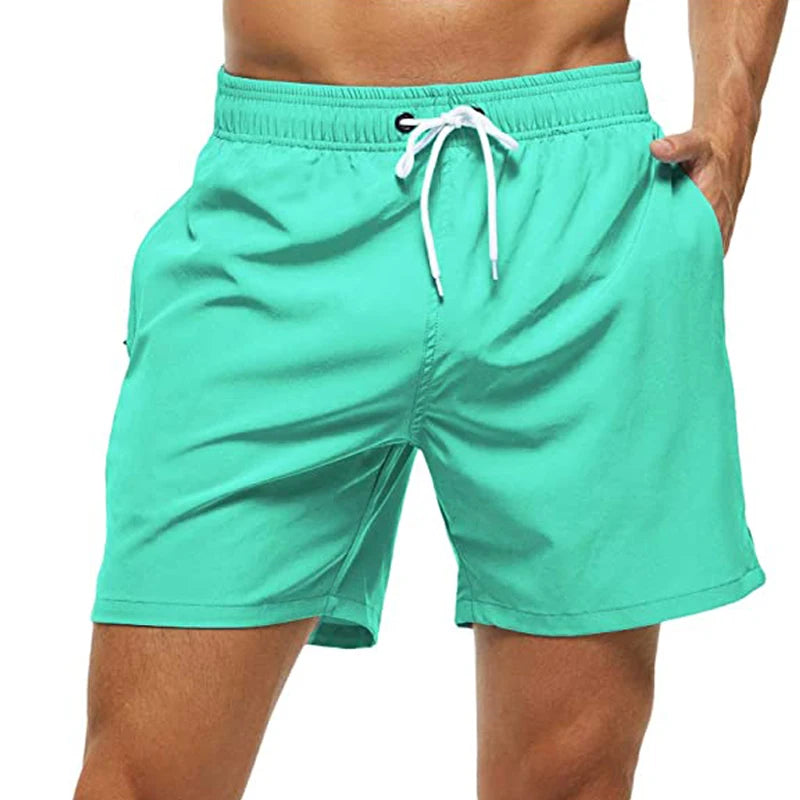 Elastic Closure Men's Swim Trunks Quick Dry Beach Shorts