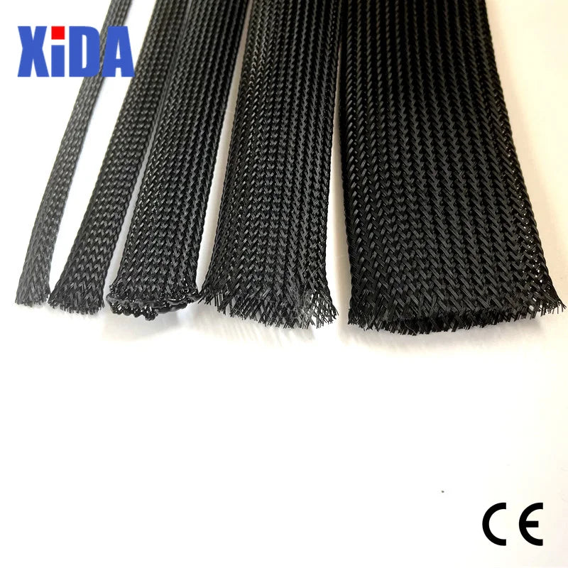 5/10M Black Insulated Braid Sleeving 2/4/6/8/10/12/15/20/25mm Tight PET Wire Cable Protection Expandable Cable Sleeve Wire Gland