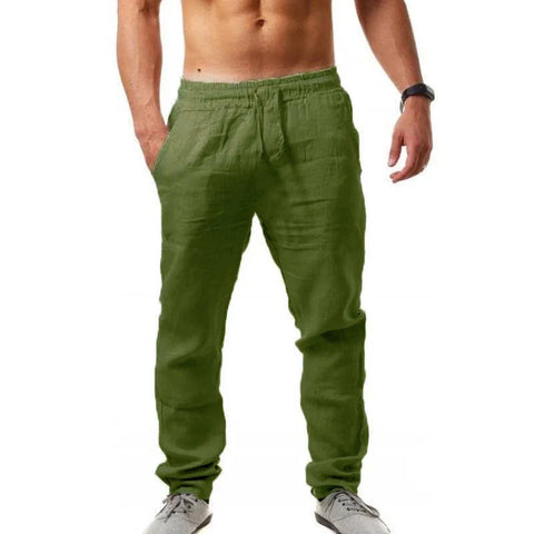 Male Casual Breathable Solid Color Linen Harem Pants